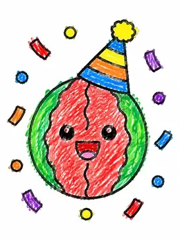 Watermelon Letters Patterned Party Watermelon With Confetti Coloring Page