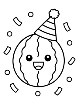 Free printable Party Watermelon With Confetti coloring page
