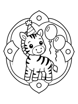 Free printable Party Zebra With Balloons coloring page