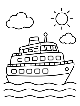 Free printable Passenger Ferry On Gentle Waves coloring page