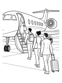 Free printable Passengers Boarding Private Jet coloring page