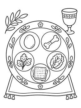 Free printable Traditional Passover Seder Plate coloring page
