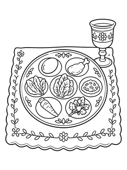 Free printable Passover Seder Plate With Goblet coloring page