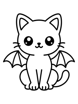 Free printable Cute Bat Winged Kitty coloring page