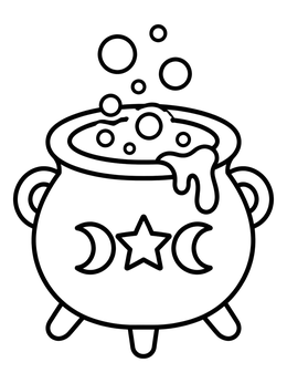 Free printable Bubbling Cute Magic Cauldron coloring page