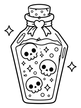 Free printable Cute Coffin Potion Bottle coloring page