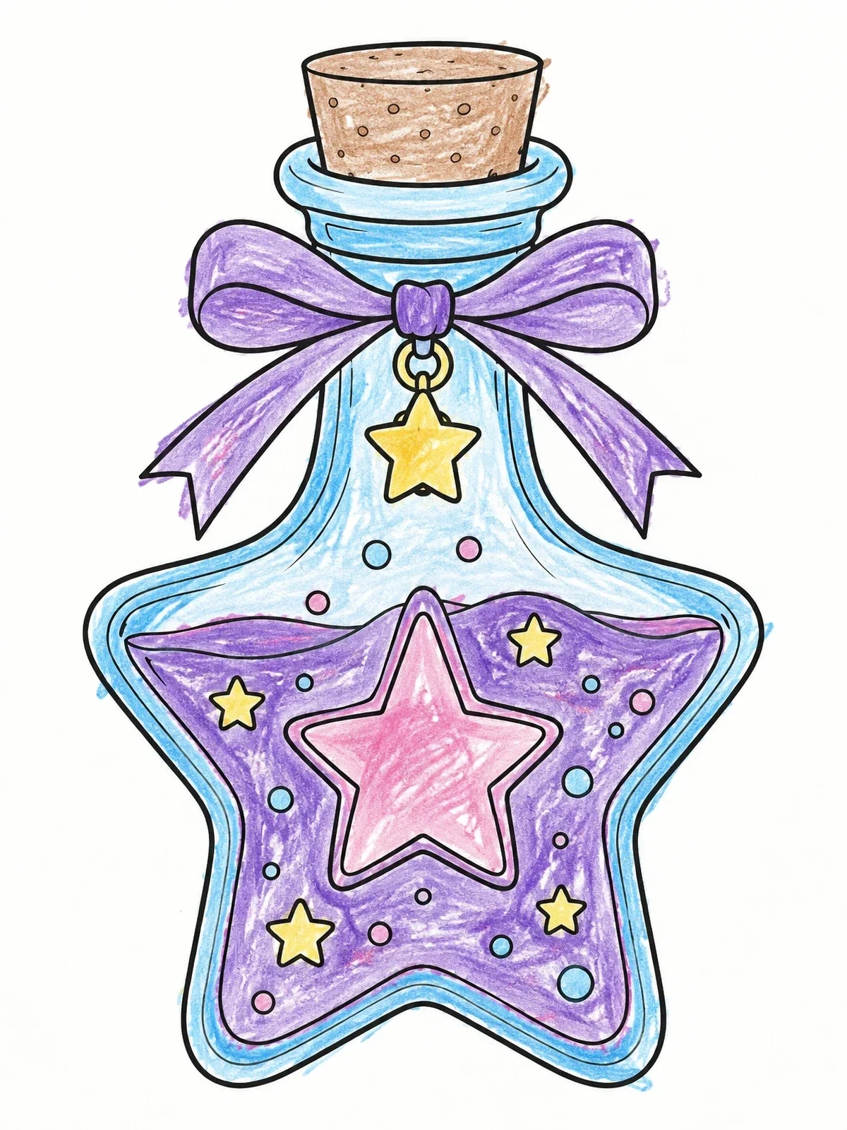 Colored example of the Star Shaped Magic Potion Bottle coloring page
