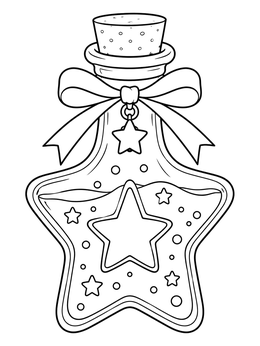 A magical star potion vial featured in this pastel goth coloring page.