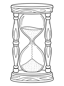 Free printable Classic Wooden Hourglass With Flowing Sand coloring page
