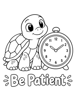 Free printable Cute Turtle With Alarm Clock coloring page