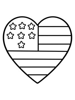 Free printable Patriotic American Flag Heart Outline coloring page
