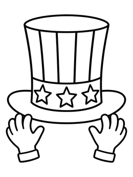 Free printable Patriotic Top Hat Held By Hands coloring page