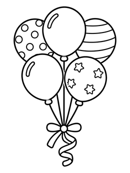 Free printable Bunch Of Patterned Birthday Balloons coloring page