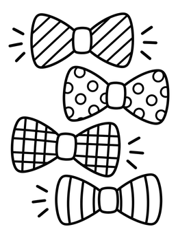 Free printable Patterned Bow Ties Collection coloring page