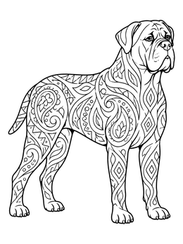 Free printable Patterned Bullmastiff In Profile coloring page