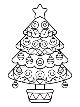 Free printable Patterned Christmas Tree With Swirls coloring page