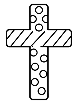 Free printable Patterned Cross With Dots And Stripes coloring page