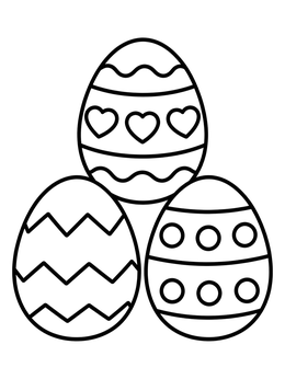 Free printable Trio Of Patterned Easter Eggs coloring page