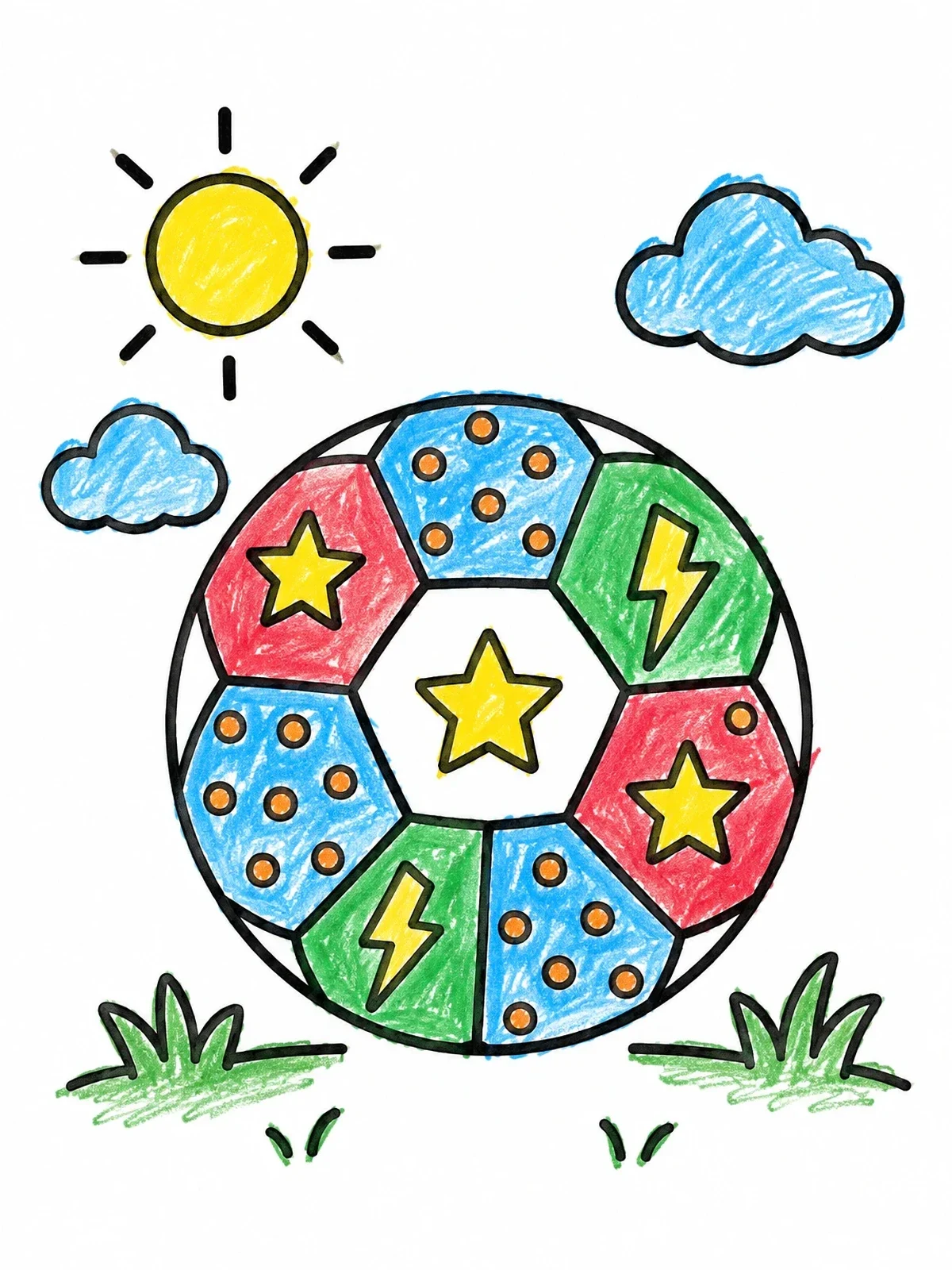 Colored example of the Patterned Soccer Ball In Nature coloring page