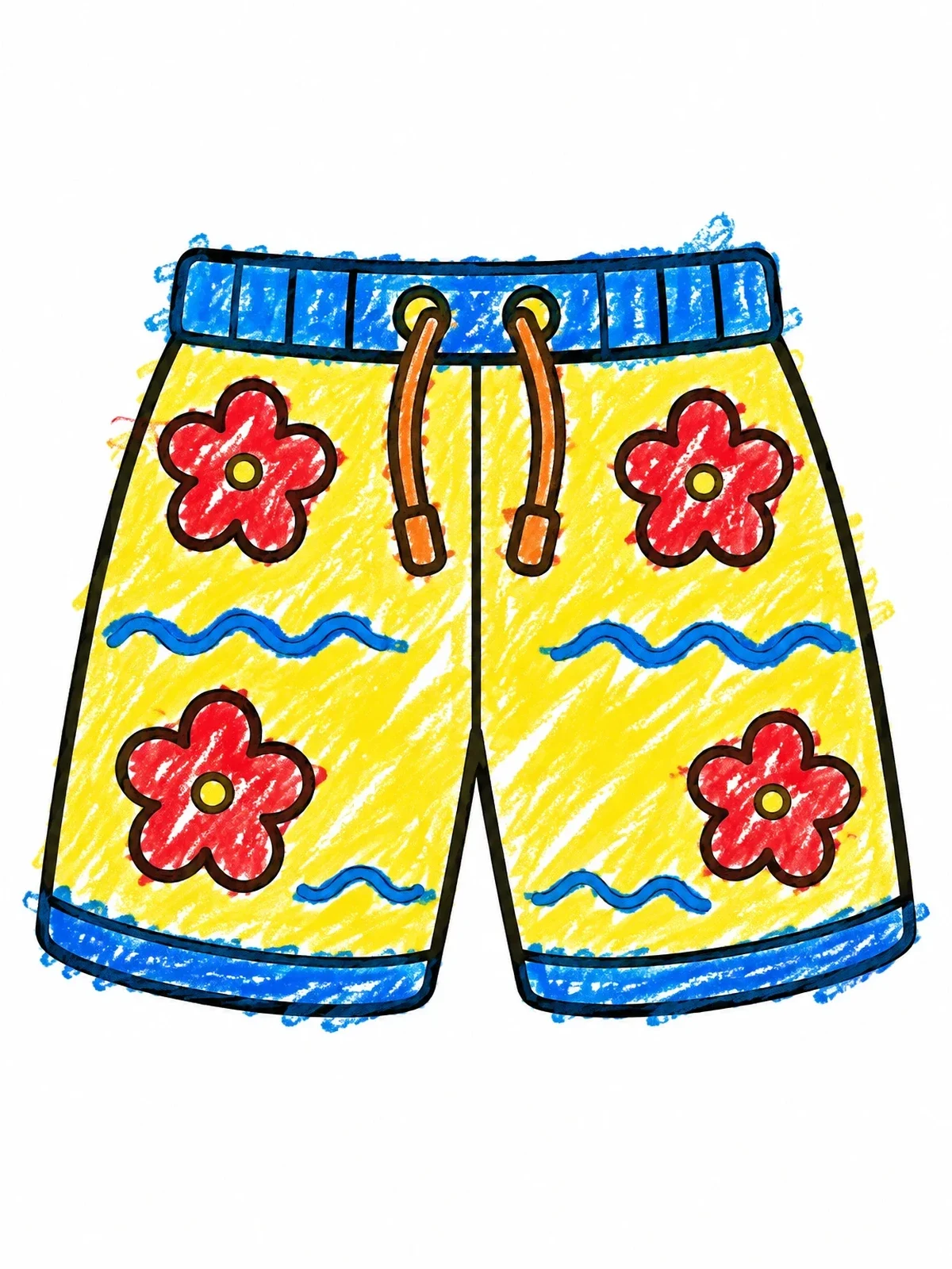Colored example of the Patterned Swim Trunks For Summer coloring page