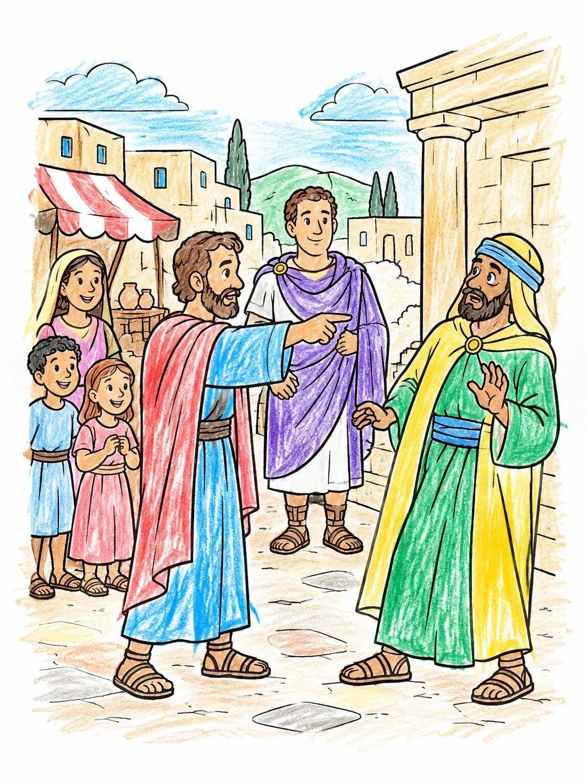Colored example of the Paul Preaching Before The Proconsul coloring page
