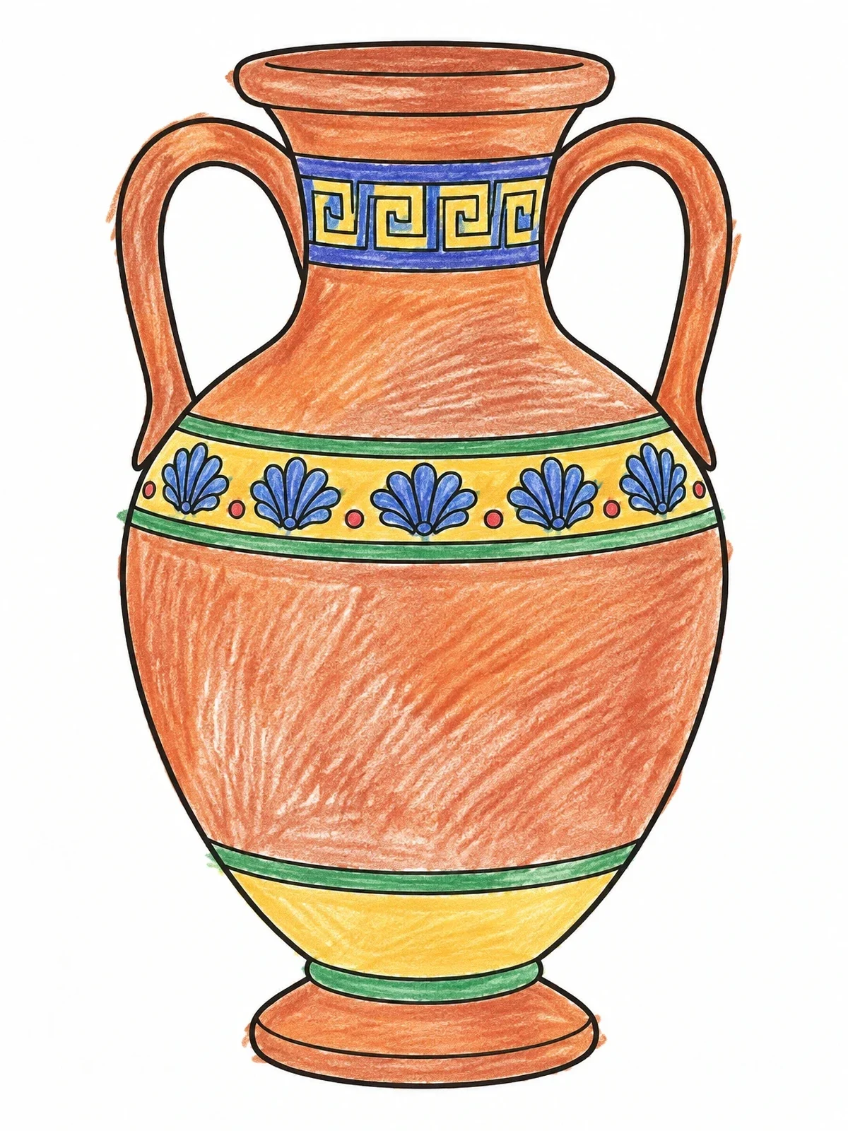 Colored example of the Ancient Mediterranean Clay Amphora Jug coloring page