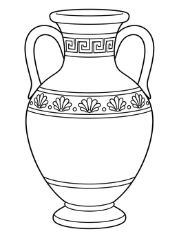 An ancient clay amphora jug awaits color in this paul and barnabas coloring page.