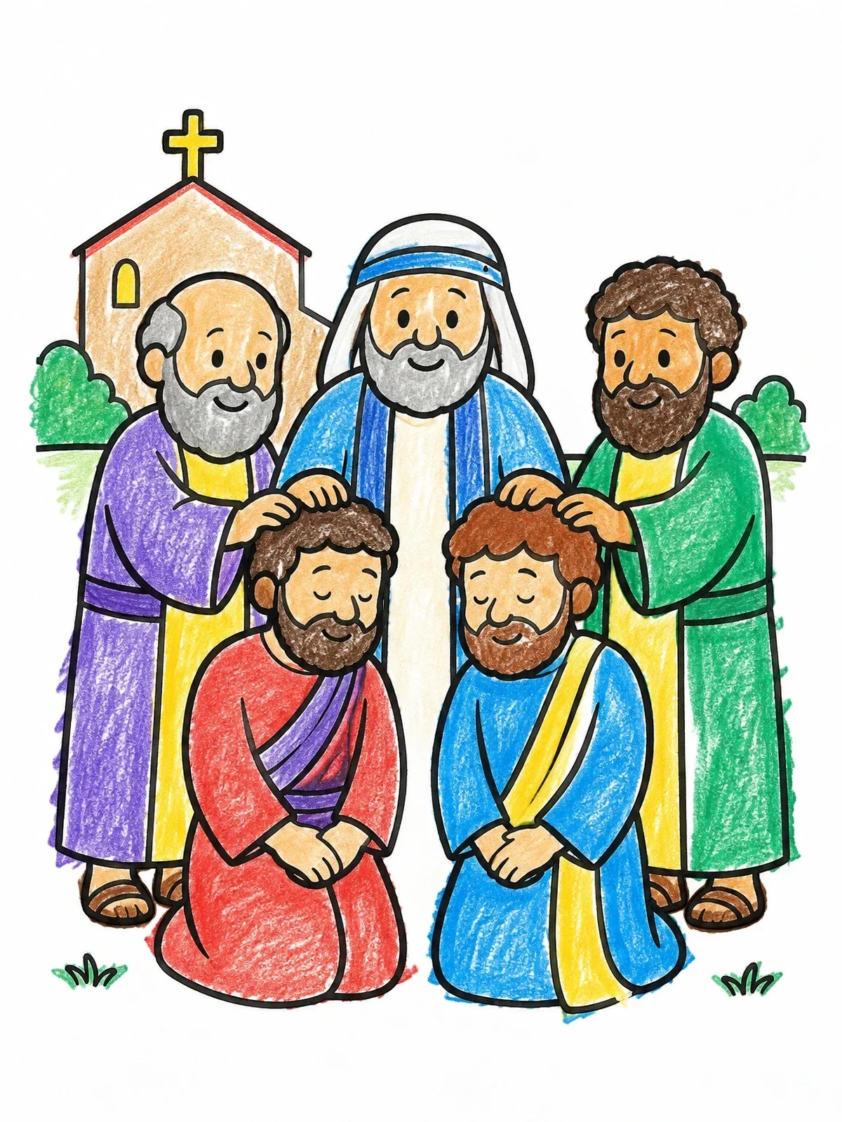 Colored example of the Paul And Barnabas Blessed By Elders coloring page