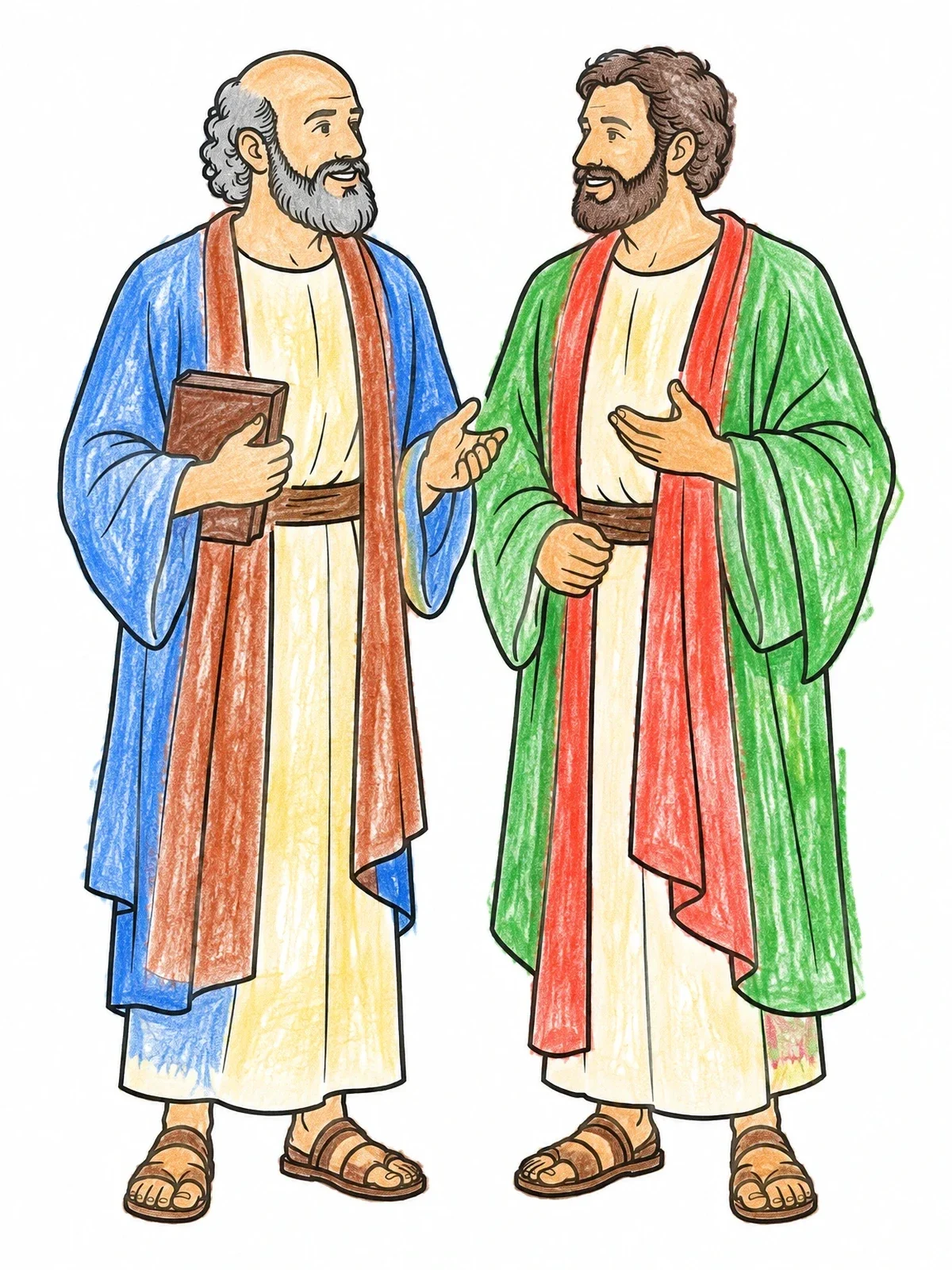 Colored example of the Apostles Paul And Barnabas Conversing coloring page