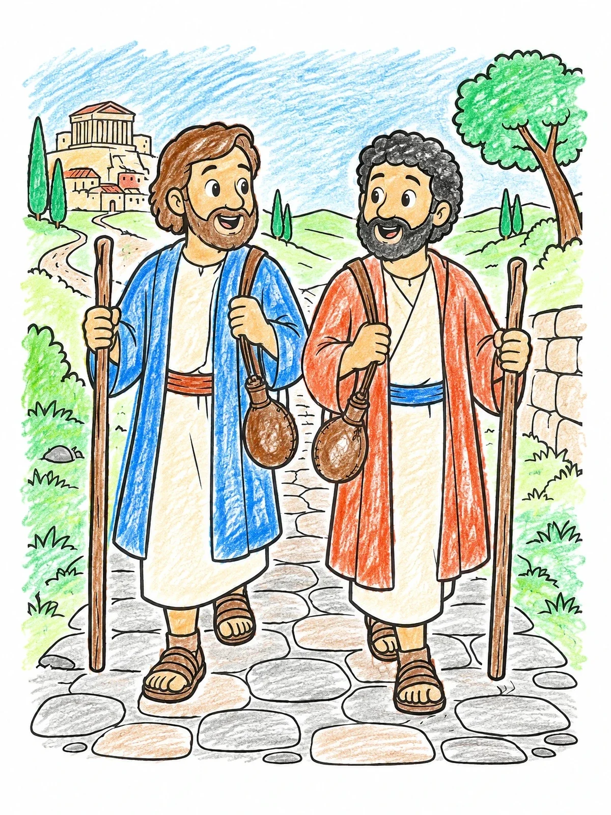 Colored example of the Paul And Barnabas Journey Together coloring page