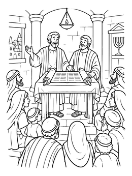 Free printable Paul And Barnabas Teaching In Synagogue coloring page