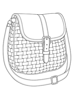 A woven travel satchel features in this paul and barnabas coloring page with detailed straps and a buckle.