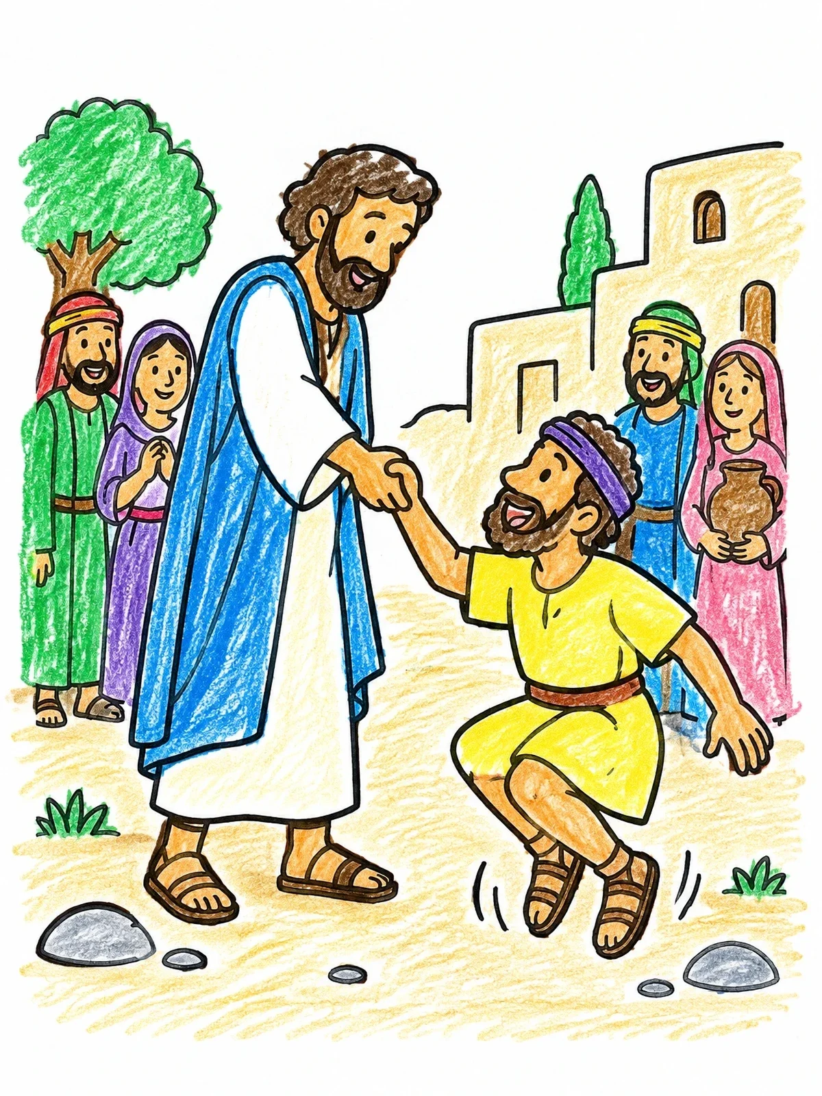 Colored example of the Paul Healing The Man In Lystra coloring page