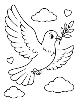 Free printable Peace Dove Flying In The Sky coloring page