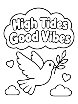 Free printable Peace Dove And Good Vibes coloring page