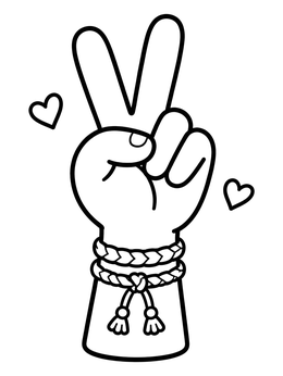Free printable Peace Hand With Friendship Bracelets coloring page