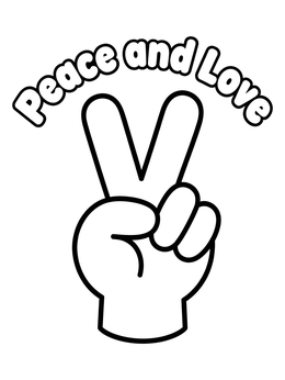 Free printable Peace Hand Sign With Text coloring page