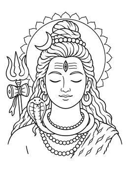 Free printable Peaceful Lord Shiva Portrait coloring page