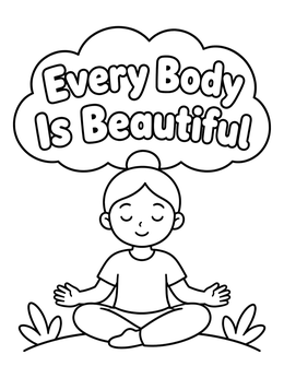 Free printable Peaceful Meditation Every Body Is Beautiful coloring page