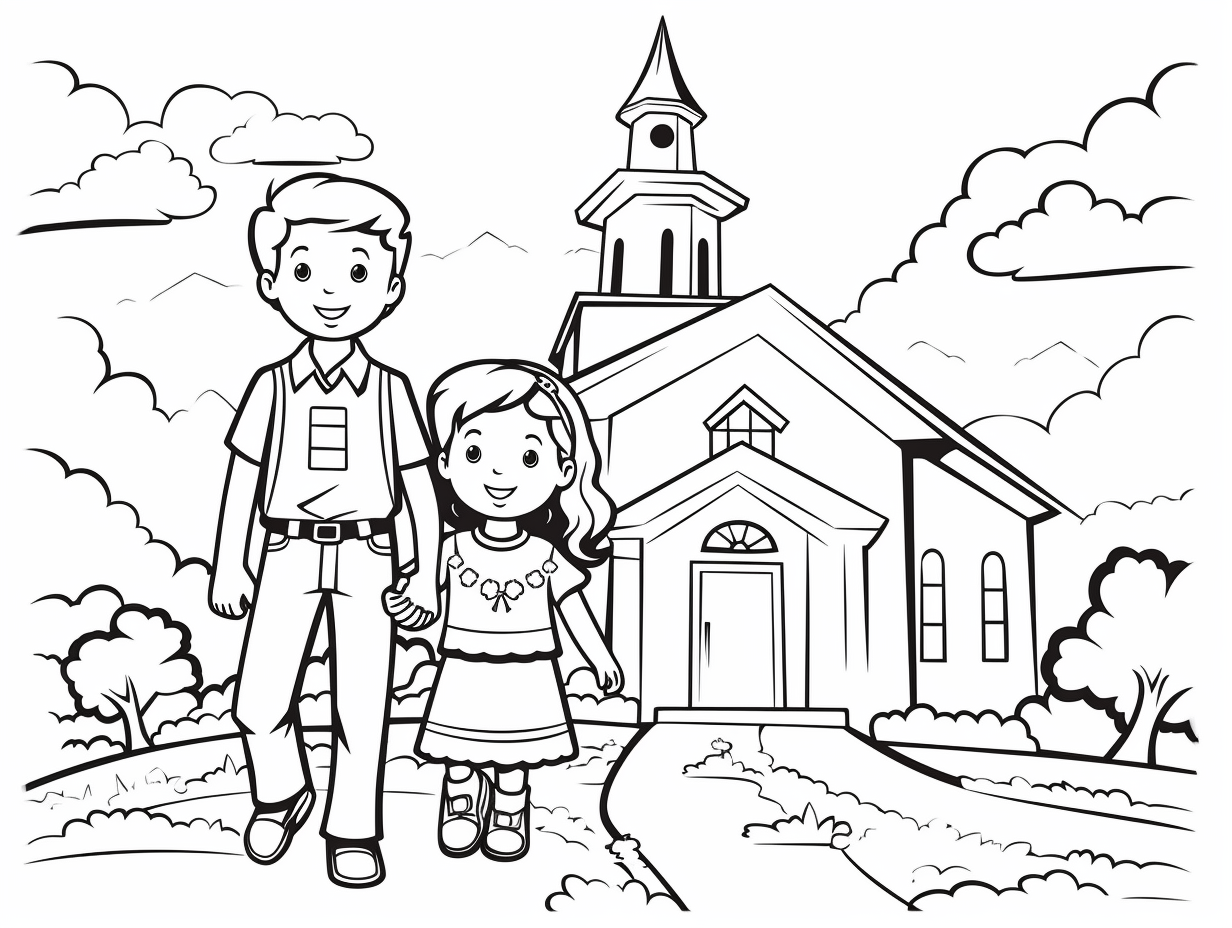 Peaceful Sabbath Scene - Coloring Page