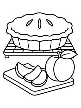 Free printable Fresh Peach Pie And Slices coloring page