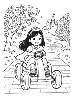 Free printable Princess Racing By Peach Blossoms coloring page