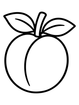 Free printable Simple Peach With Leaves coloring page