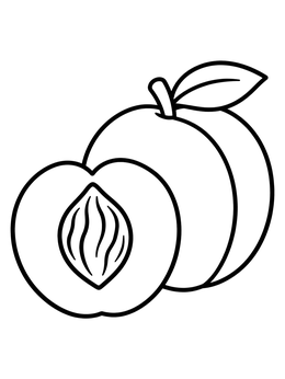 Free printable Whole Peach And Sliced Peach coloring page