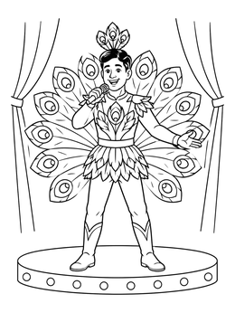 Free printable Peacock Costume Stage Singer coloring page