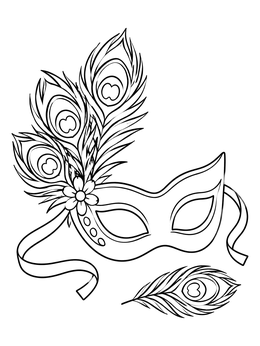 Free printable Peacock Feather Masquerade Mask coloring page