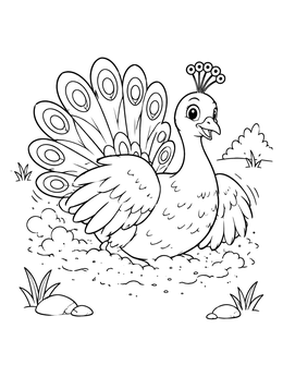 Free printable Peacock Taking A Dust Bath coloring page