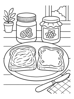 Free printable Peanut Butter And Jelly Sandwich coloring page