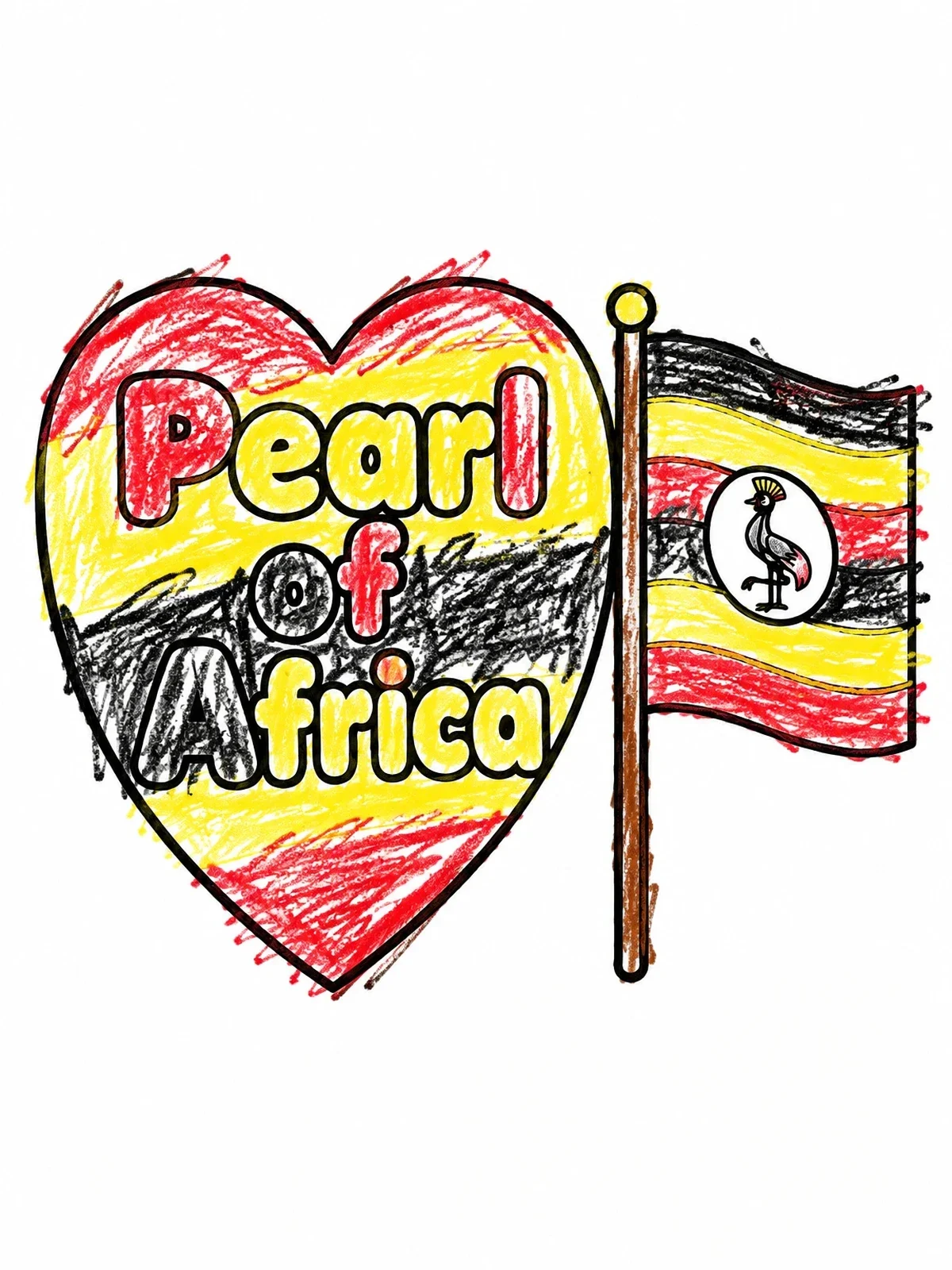 Colored example of the Pearl Of Africa Uganda Flag coloring page