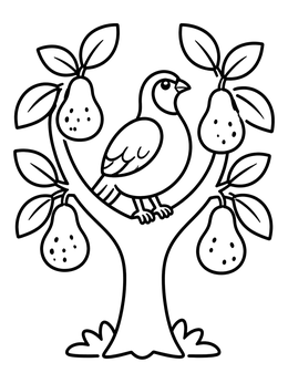 Free printable Bird In A Pear Tree coloring page